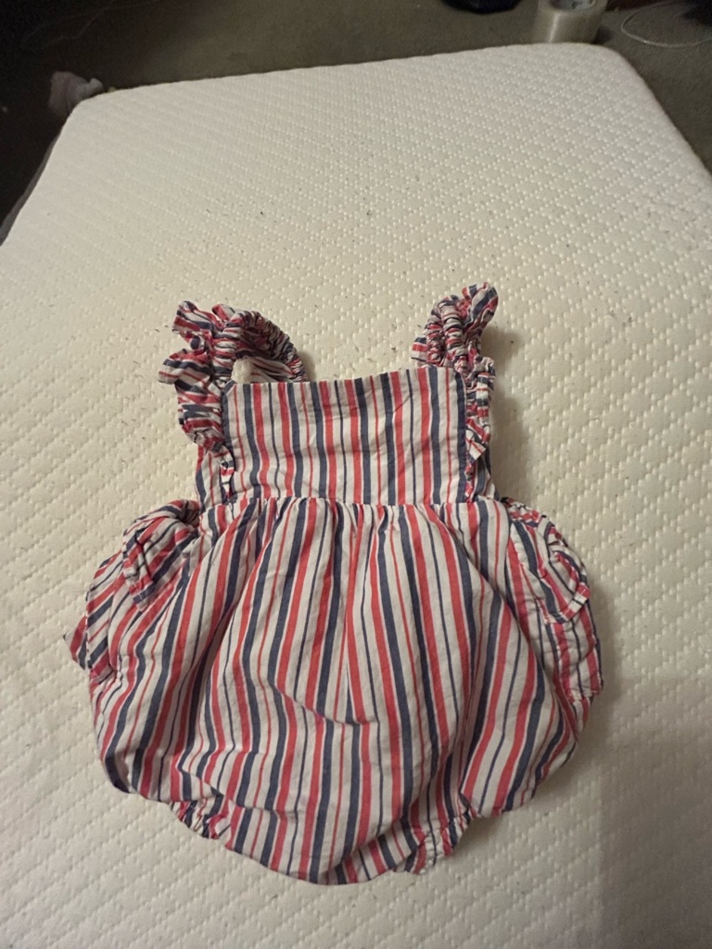 Janie and Jack Baby Bubble Romper 0-3M Red White Blue Striped Snap Bottom